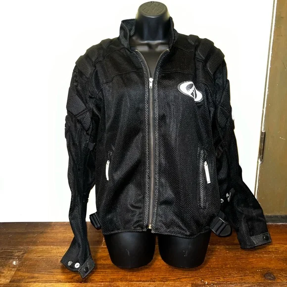 AGV Sport Motorcycle Vintage Mesh Armored Black Jacket Size L - Picture 6 of 14